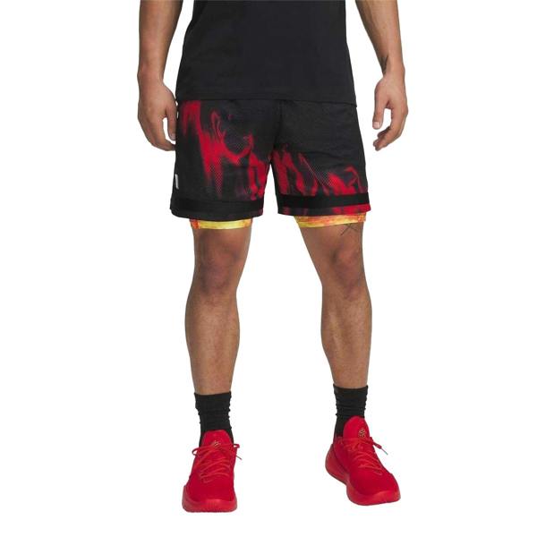 Under Armour Mens Flames Basketball Shorts - Black/Red - 
