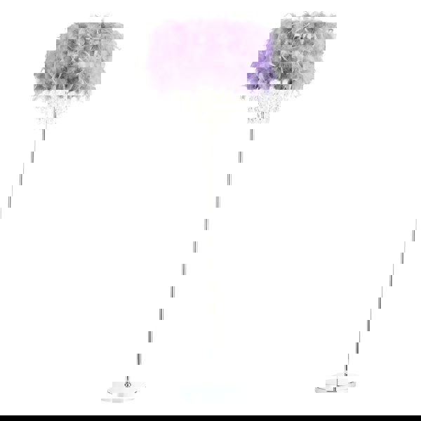Modern Chandelier Style Lilac Feather Floor Lamp with Waterfall Drops Image 1