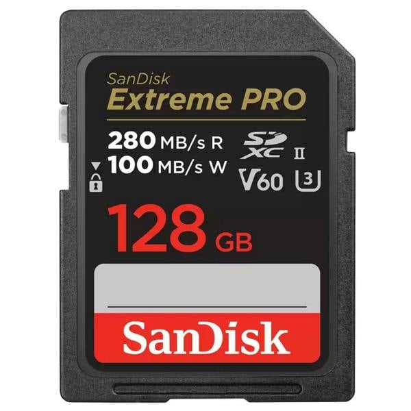 SanDisk Extreme PRO 280MBs UHS-II C10 V60 SDXC Card 128GB