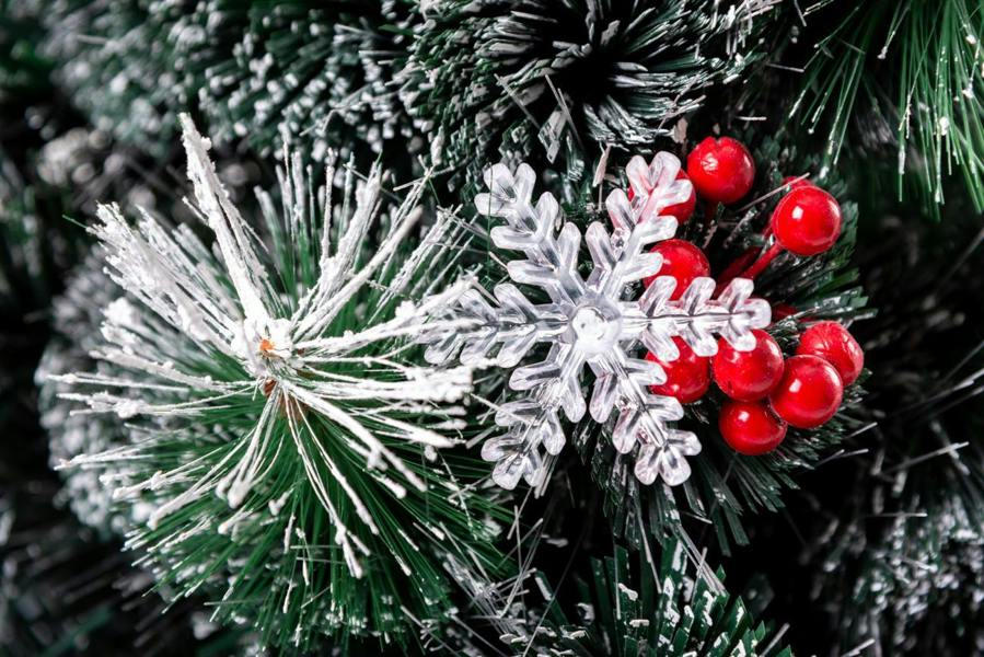 2ft to 6ft Snowflakes and Berries Fibre Optic Pre-Lit Christmas Trees in Green PVC image 5