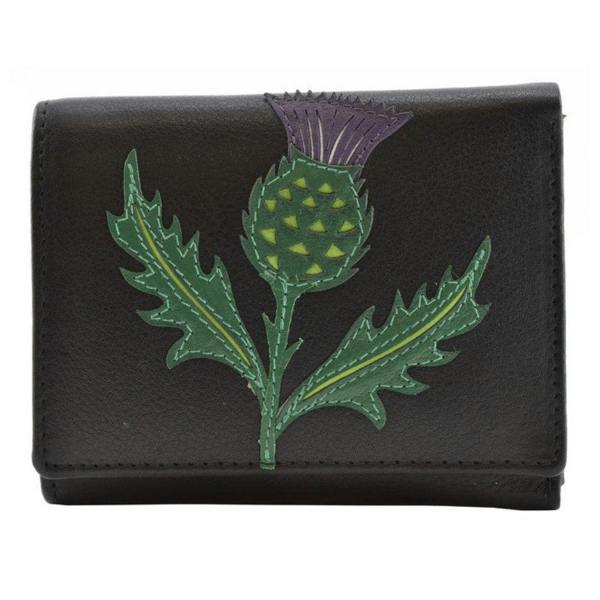 Mala Leather Hamilton Scottish Thistle Compact Leather Purse