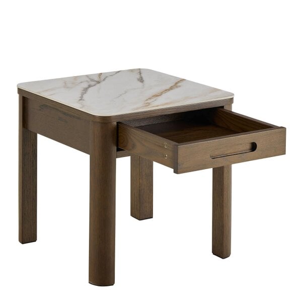 Wyld Haus Cork Warm Wood Square Side Table with Black Frame