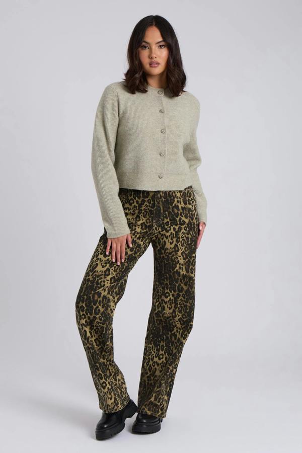Urban Bliss Sage Floral Button Cropped Cardigan