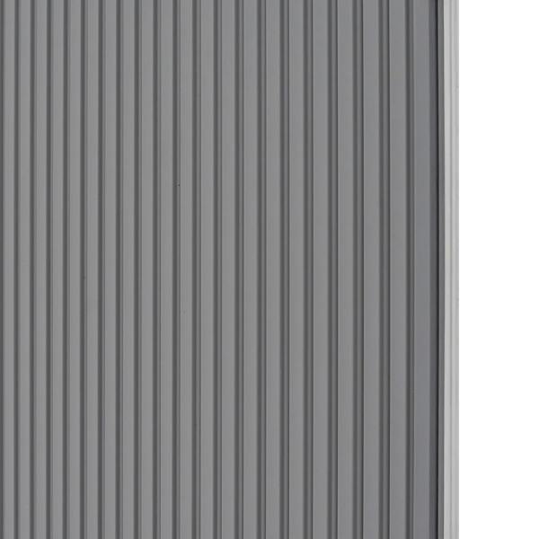 Silver Tambour Shower Door featuring a sleek, vertical ribbed texture, ideal for modern bathrooms and enhancing light flow