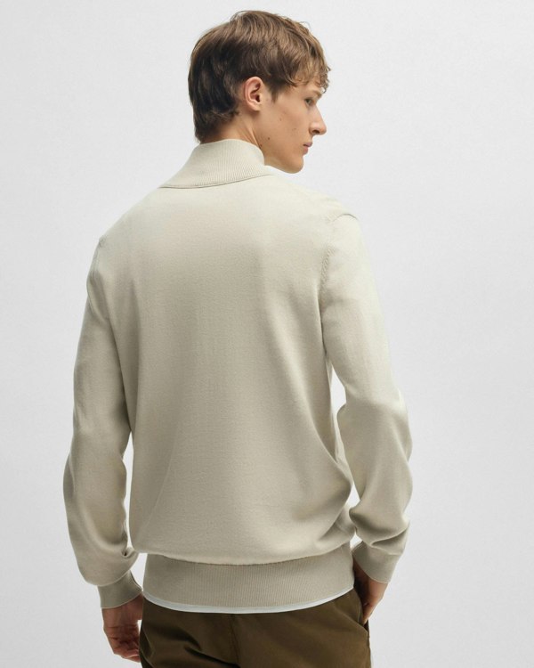 BOSS Orange Kanobix S Mens 1/4 Zip Jumper - Light Beige 271 - CHO - Designer Mens Jumpers
