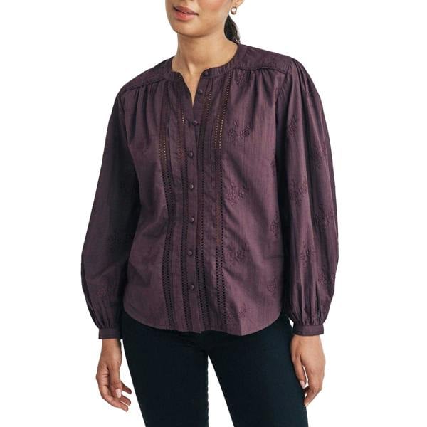 Nobody´s Child Womens/Ladies Fern Floral Embroidery Blouse - Burgundy - 