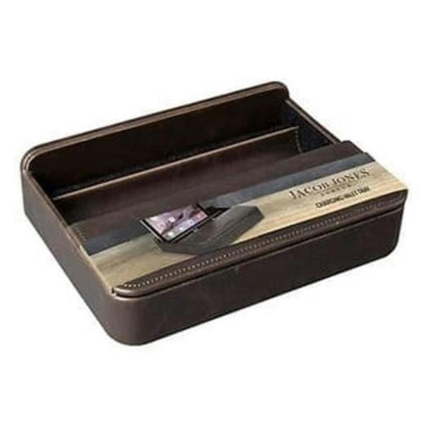 Dyzi Cambridge Charging Valet Tablet Phone Organiser Brown Leather Effect