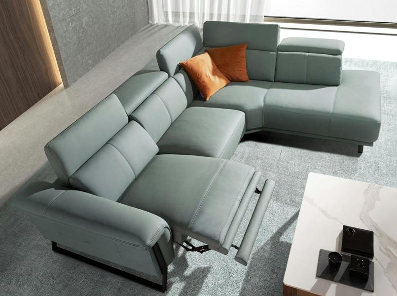 Angel Cerdá Relax corner sofa in turquoise green leather 6251/6252