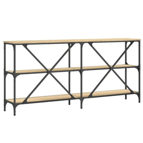 Berkfield Console Table Sonoma Oak 160x30x75 cm Engineered Wood and Iron