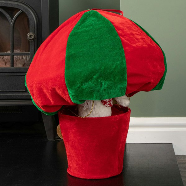Samuel Alexander 1m Tall Plush Snowman Christmas Hot Air Balloon with Extension Pole Hanging or Table Decoration