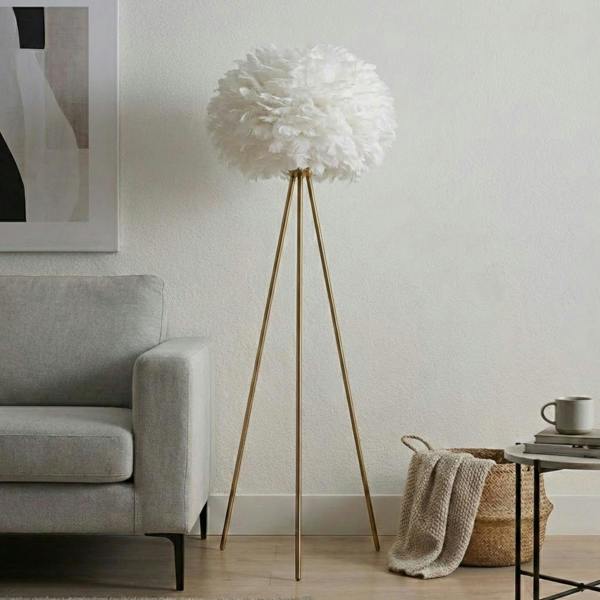 Garden Greatness Brushed Brass Feather Shade Tripod Floor Lamp