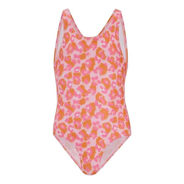 Regatta Girls Katrisse Leopard One Piece Swimsuit - Orange Peel - 