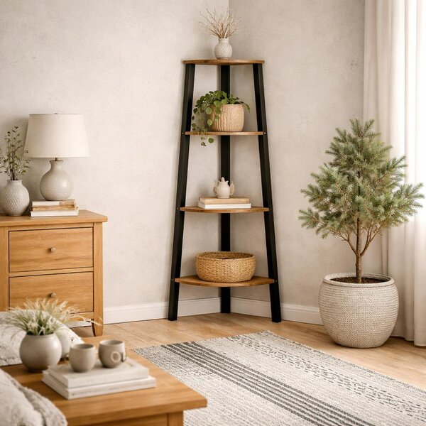 Wyld Haus Maynooth Maynooth Industrial Wood and Metal Corner Unit 4 Shelves