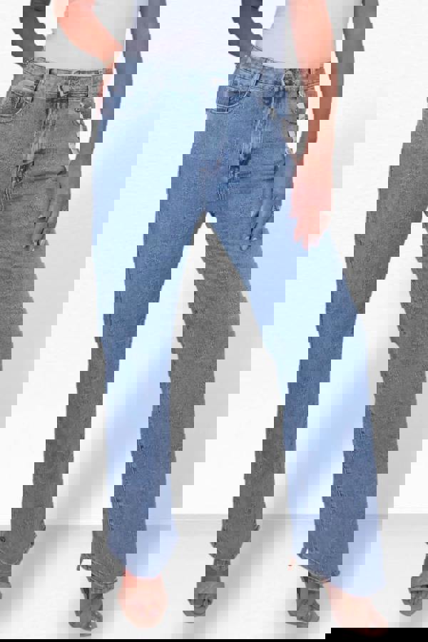 Paulo Due Womens Floral Embossed Straight Leg Denim Jeans