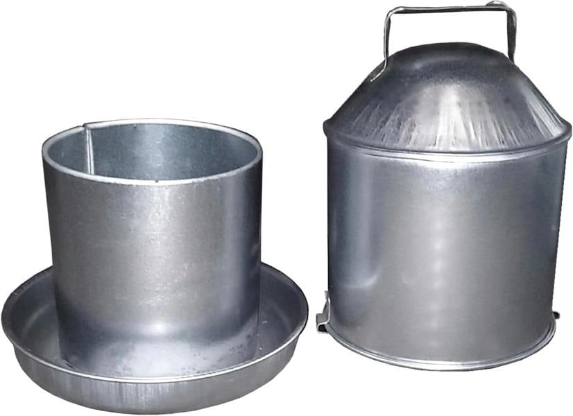 Ketoplastics Poultry Drinker Waterer Automatic Drinker 9L Capacity, Galvanised Steel with Handle for Hens, Ducks, Geese - 2 Gallon