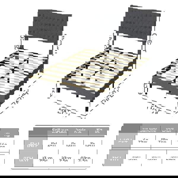Levede Upholstered Bed Frame Wood Small Double Linen Fabric Soft Foam Headboard