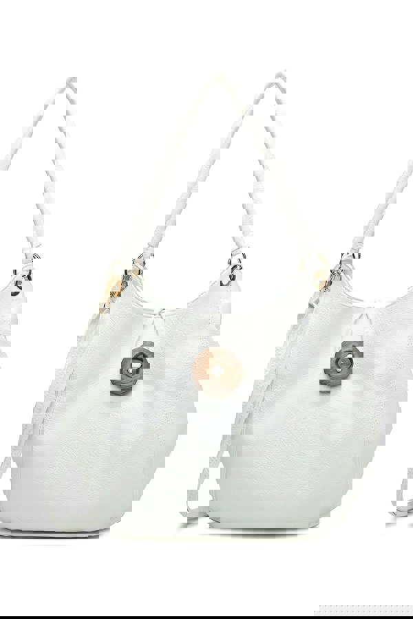 Kitise Wood Button Stylish Slouch Tote Shoulder Bag