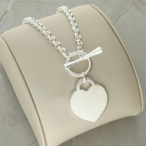 Christopher James of London Sterling Silver Heart Tag Toggle Necklace & Optional Engraving