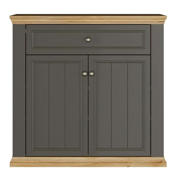 Furniture To Go Pontypool 2 Door 1 Drawer Small Sideboard in Wolfram Grey and Mauvella Oak