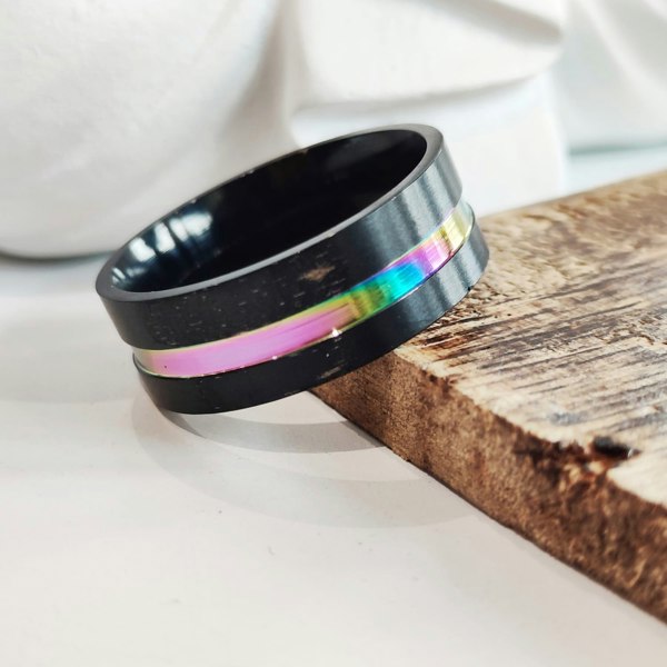 The Colourful Aura 8mm Stainless Steel Unicorn Rainbow Unisex Thumb Band Ring