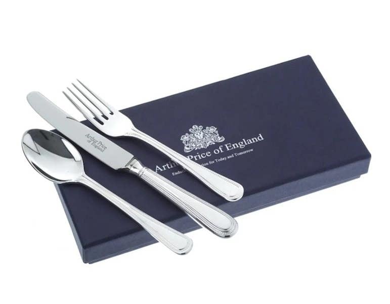 Arthur Price of England 'Bead' Silver Plated 3 Piece Children's Cutlery Set