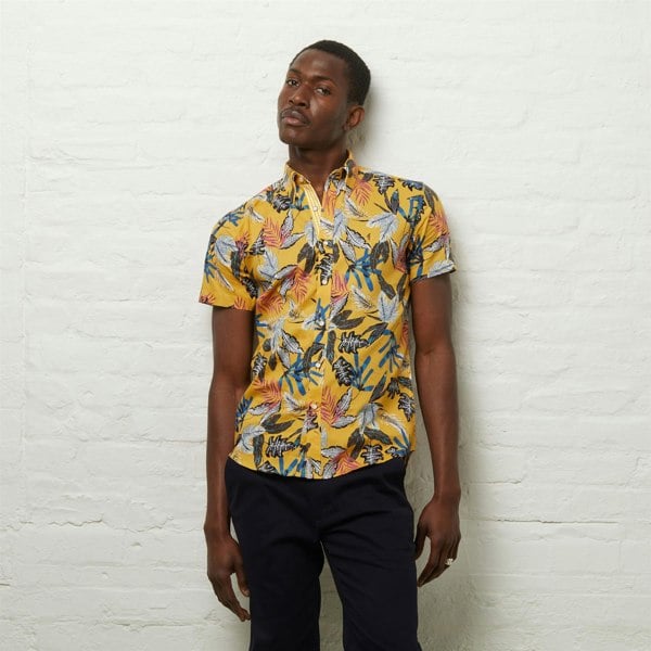 Gabicci V54GW05 Mens Lagoon Short Sleeve Pattern Shirt Gabicci Vintage - PINEAPPLE