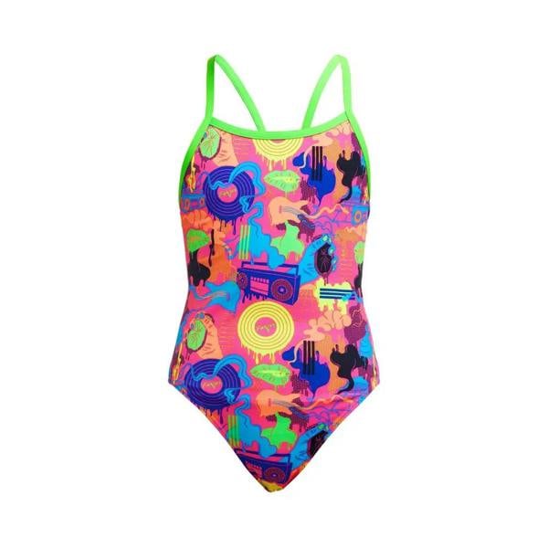 Funkita girls lotsa pop single strap swimsuit in pink with neon vibe
