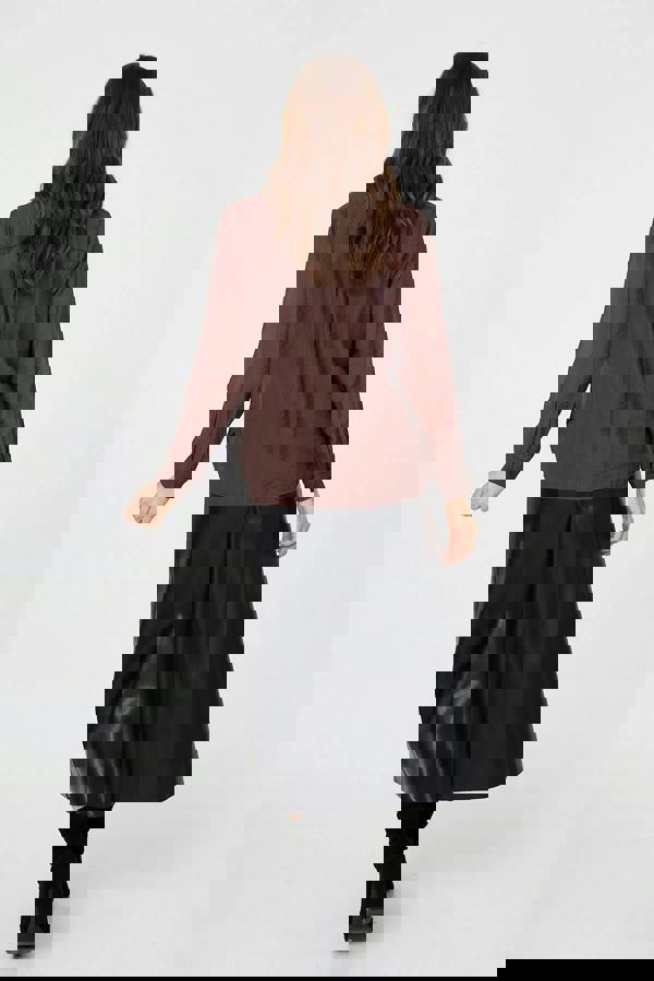 Brown | Long Sleeve Button Front Shirt 