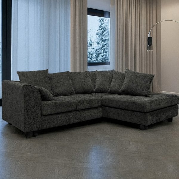 Furnishings For Less Monaco Chenille Fabric 4 Seater L Shaped Corner Sofa