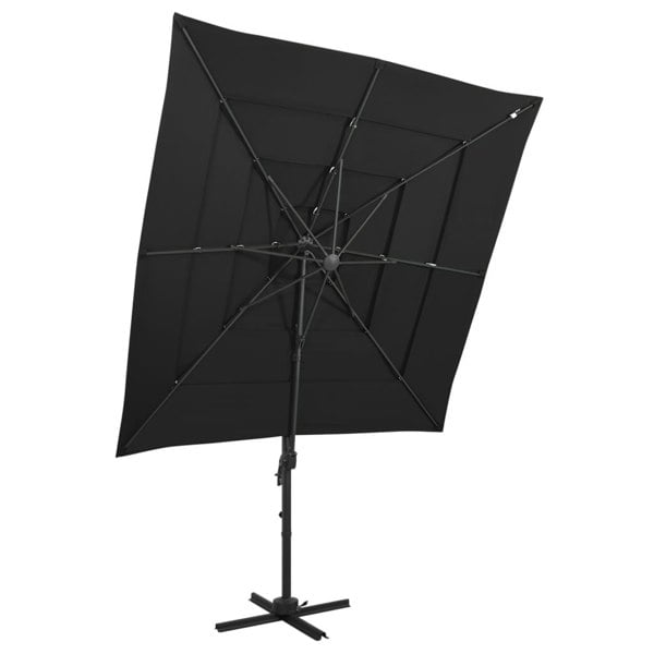 Berkfield 4-Tier Parasol with Aluminium Pole Black 250x250 cm