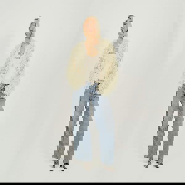 Brave Soul Cream Short Faux Mongolian Fur Jacket - Cream Image 3