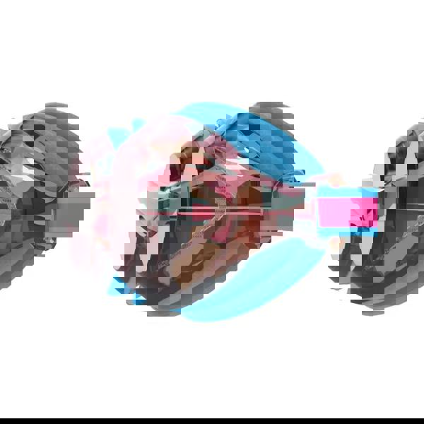 Speedo Vanquisher 3.0 Mirrored Junior Swim Goggle in blue and pink with clear lenses and silicone straps