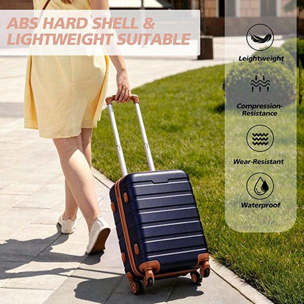 Leaper 20" ABS Carry-On Luggage with Removable Wheels & TSA Lock