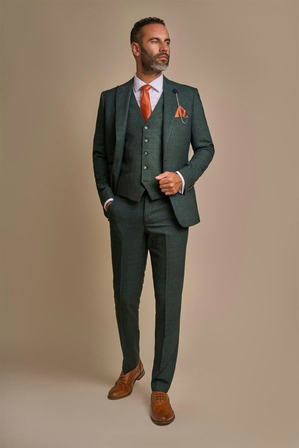 Caridi Olive Three Piece Suit Front