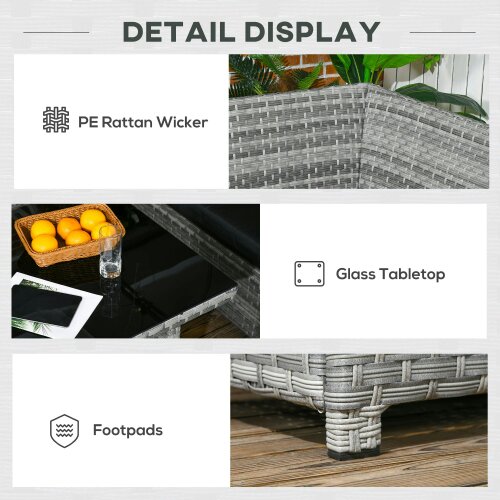 Wyld Haus Sakale Grey Rattan 9 Seater Garden Furniture Set With Corner Sofa Footstools And Glass Table