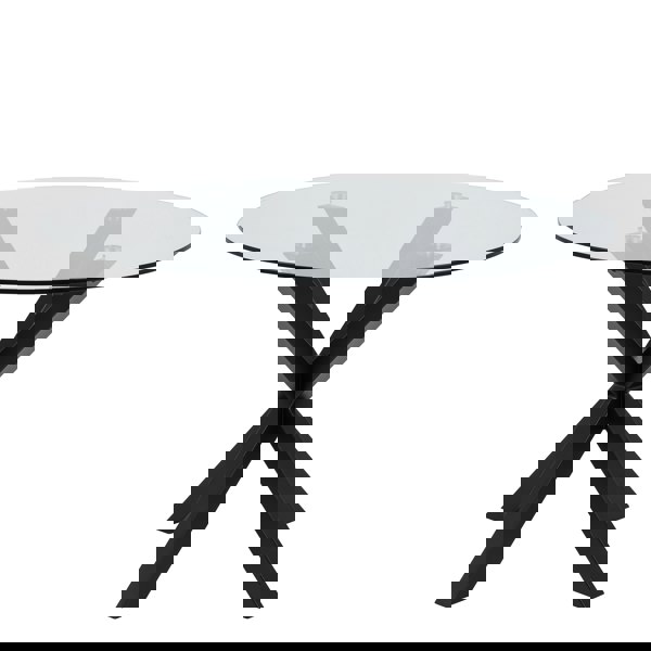 Furniture To Go Heaven Round Dining Table with Clear Glass Top and Black Legs