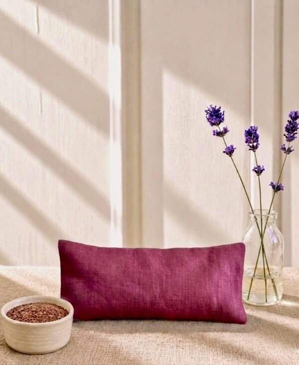 Plain Linen and Norfolk Lavender Eye Pillow - Red