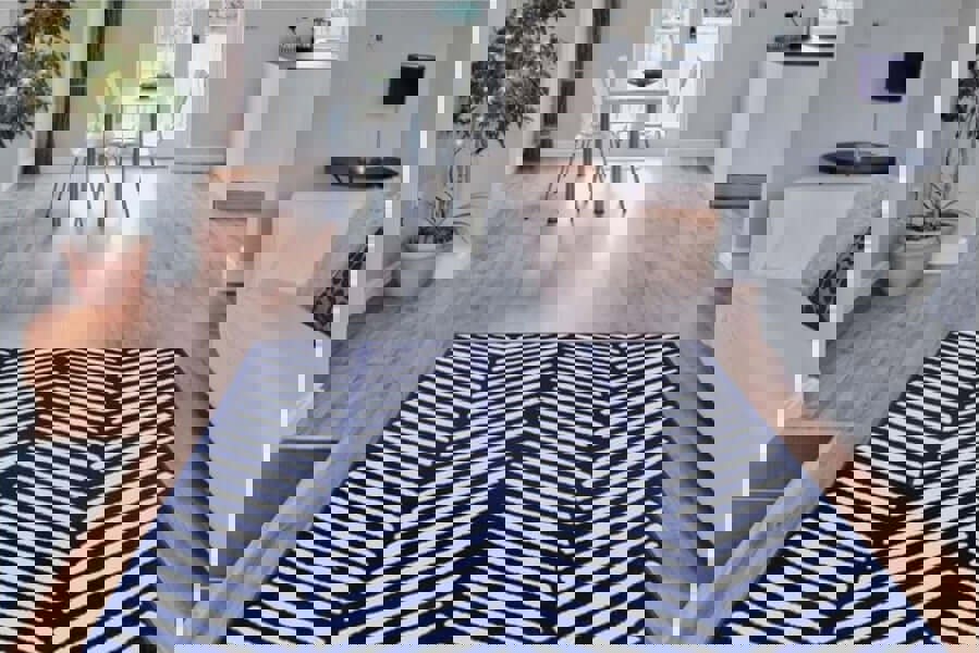 Maestro Herringbone Navy Rug | Low-Pile Elegance | The Rugs