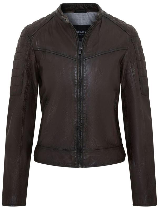 Infinity Leather Womens Retro Quilted Leather Biker Jacket - Horten