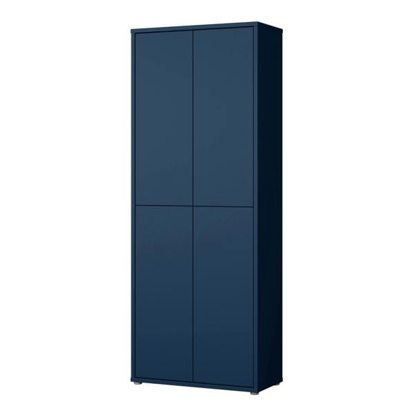 Furniture To Go Alice Springs Tall Shoe Cabinet with 4 Doors Push-to-Open in Night Blue
