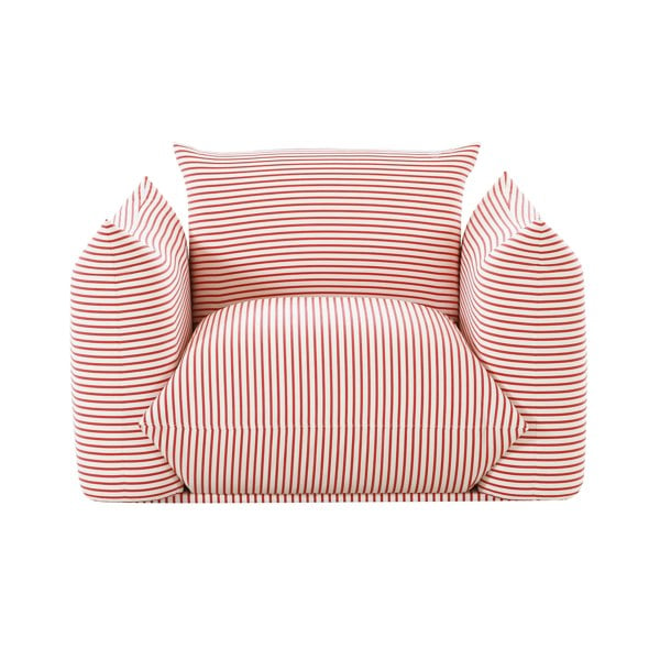 Furniture Edit Saint Tropez Pearl and Red Striped Stuffed Outdoor Armchair