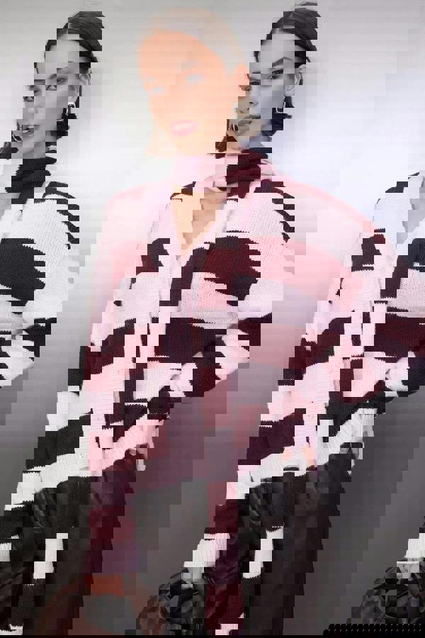 WOVCOR Soft-Textured Oversize V-Neck Knit Cardigan with Shawl Detail