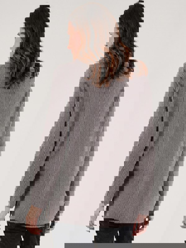 TIGI-Wear Cable Detail Cowl Neck Jumper - Flint Marl