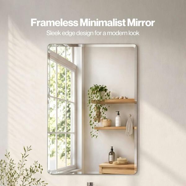Yezi Wall Mirror Tempered Glass HD Make Up Mirror Vanity Bathroom 45x60cm