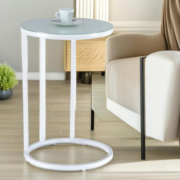 Rafaelo Mobilia Round C Shaped Side Table White