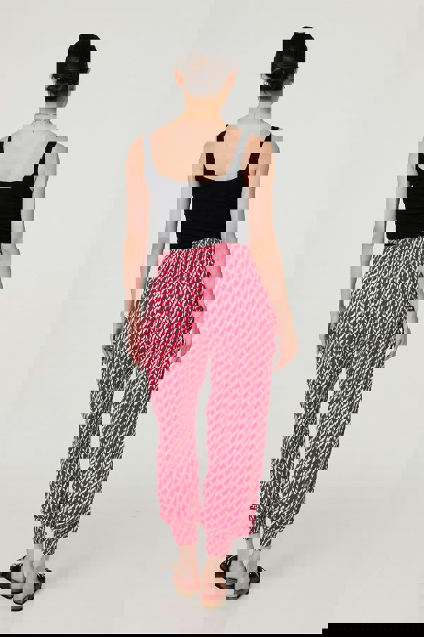 Red | Printed Tapered Harem Trousers