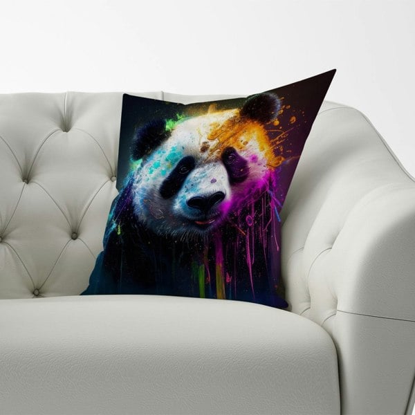 Warren Reed Panda Face Splashart Colourful Cushions