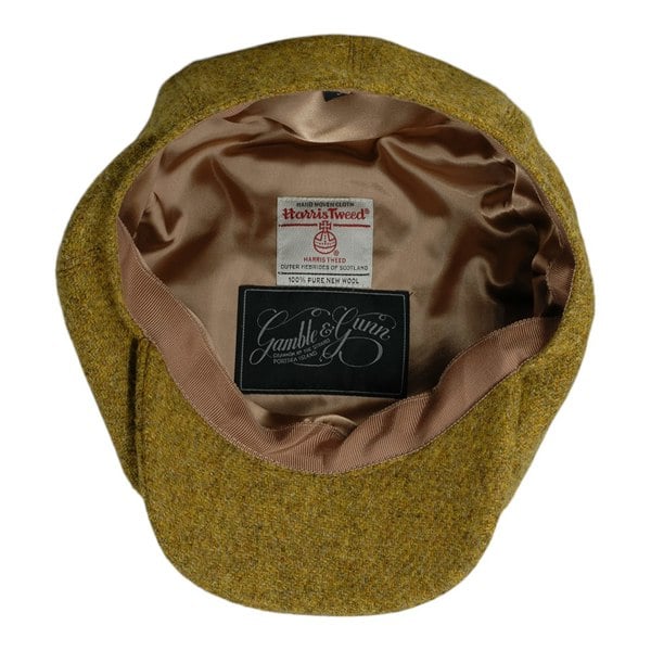 Gamble & Gunn Tarbert - 8 Panel British Made Harris Tweed Gorse Yellow Cap 