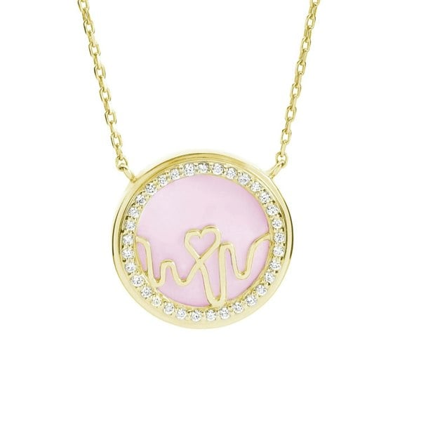 Loves Frequency™ Gold Pink Opal Vermeil Heartbeat Necklace image 0