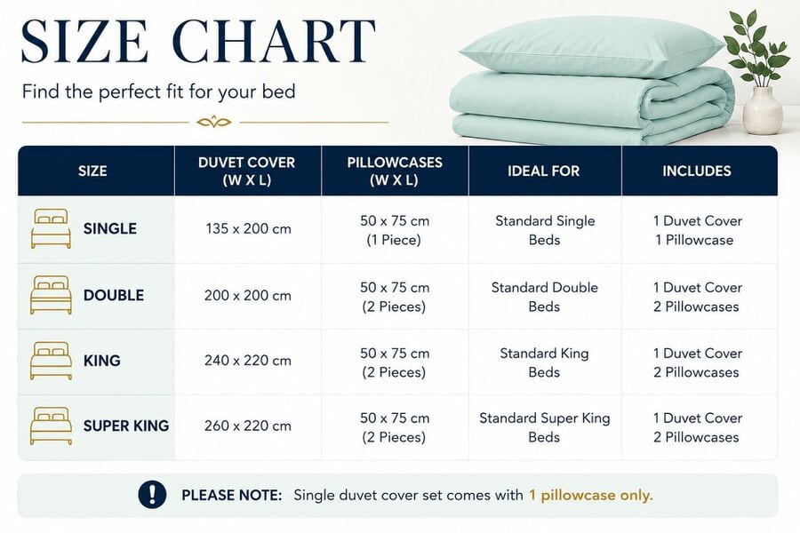 Night Zone Microfibre Duvet Cover Set – Ultra Soft Brushed Easy Care Bedding with Pillowcases - Duck Egg